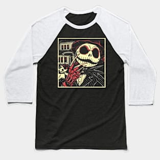 Graphic Vintage Movie Skellington Design Character Baseball T-Shirt